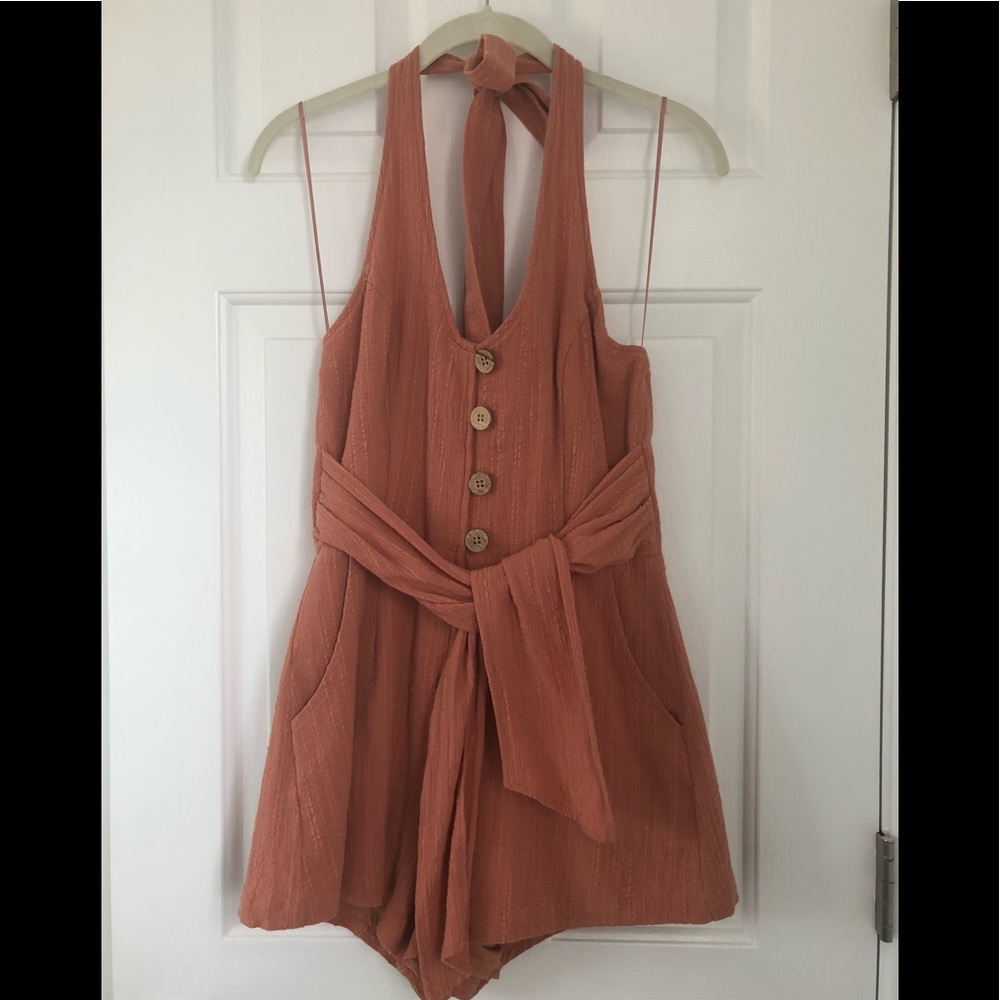 Tie neck romper